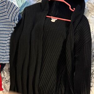 Black Hooded Cardigan